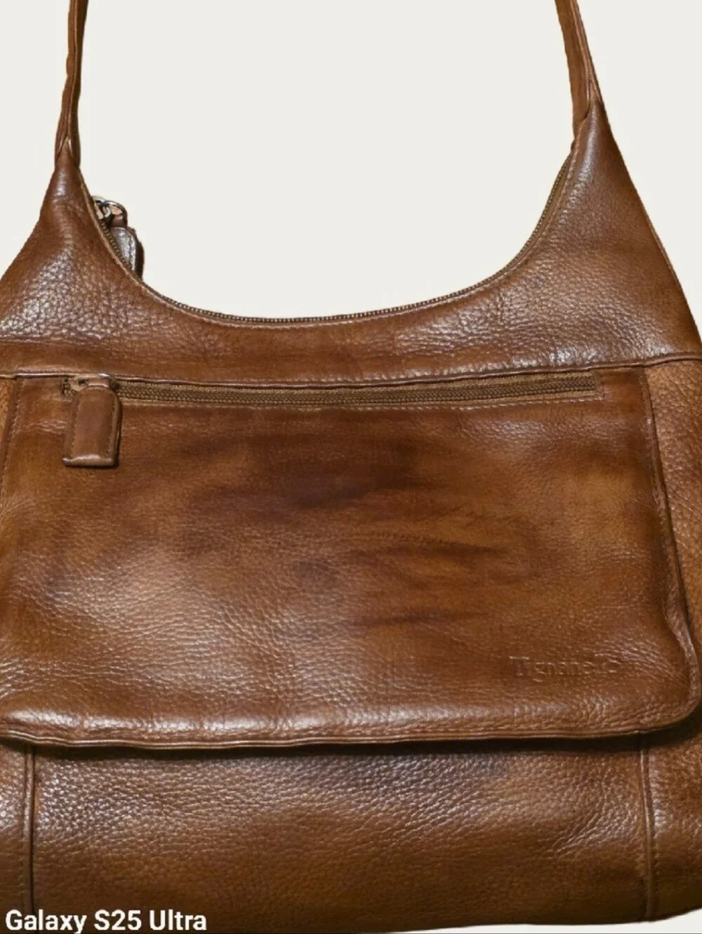 Restored Antiqued Vintage Tignanello Pebble Leather Flap Shoulder Bag